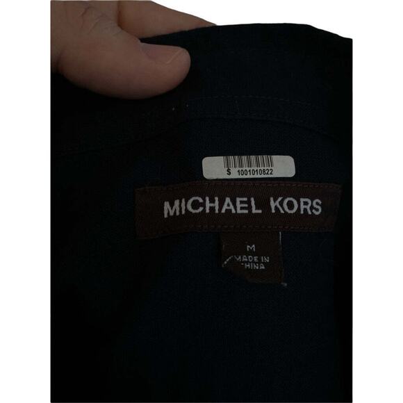 Medium Michael Kors Mens Linen Blend Button Down Shirt Roll Tab Sleeves - Picture 5 of 5